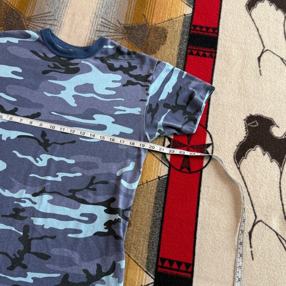 Vintage Sportswear Blue Camo T-Shirt Mens Medium Single Stitch Camouflage Tee - Picture 5 of 6